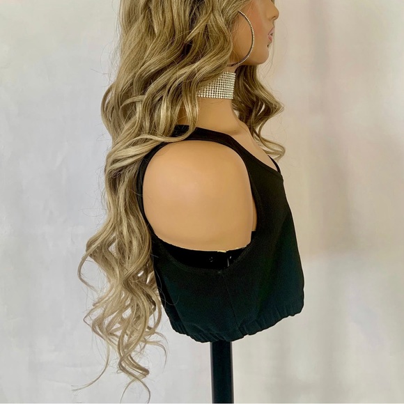Very Pretty 28” Ombre Ash Brown Premium Fiber Lace Front Wig - Picture 6 of 8